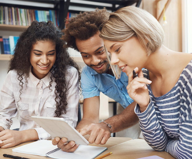 Group of students studying are a table at an Australian University