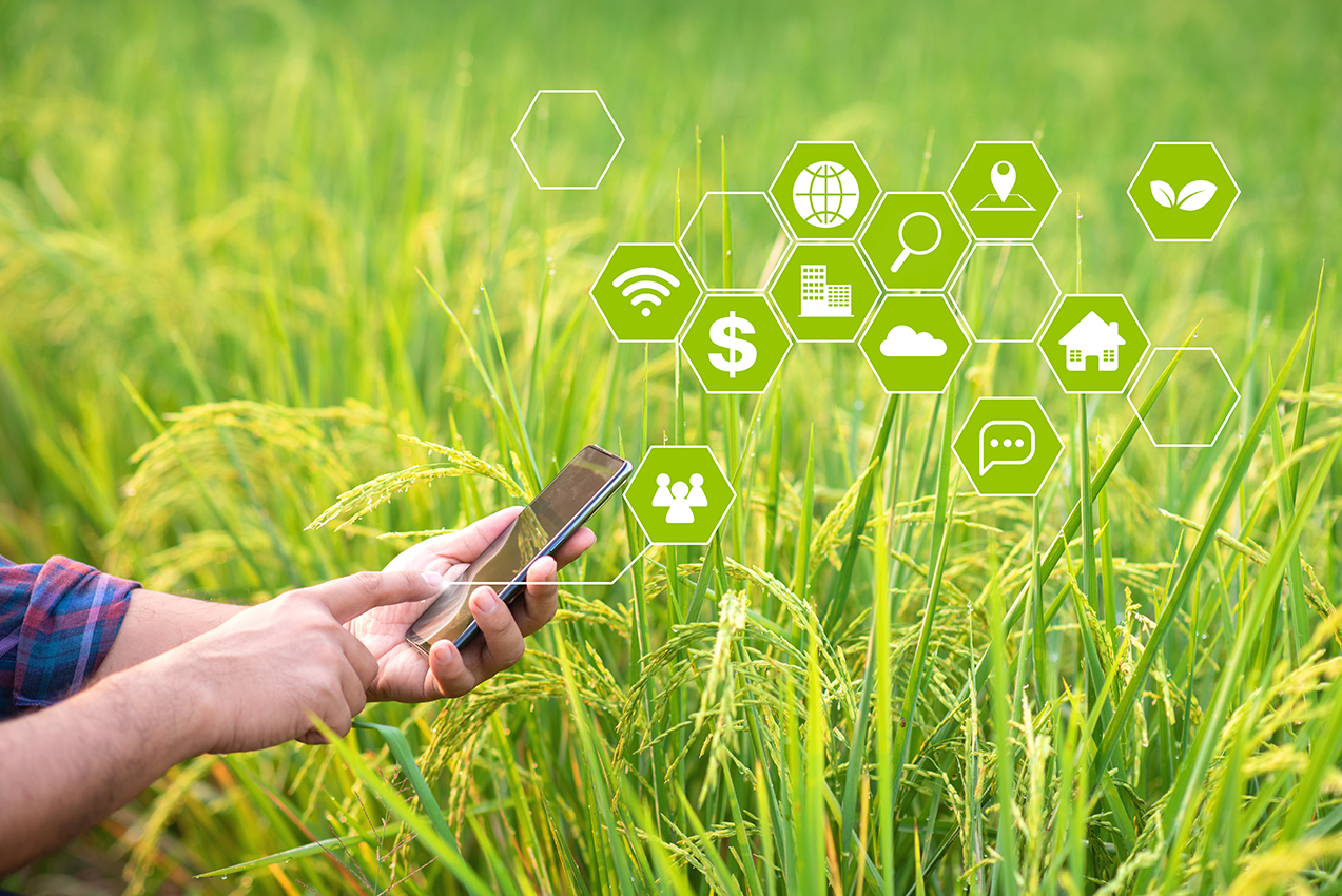 farmer is working in the field with Innovation technology for th 188a visa in australia